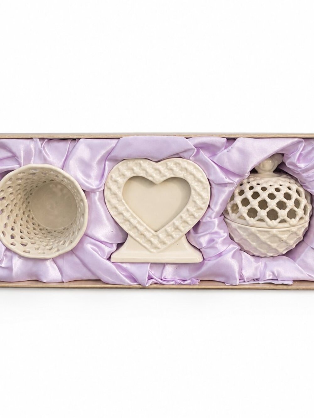 Godinger Porcelain Vanity Set – 3pc Elegant Gift--Coquette Decor NIB